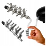 ROZDZIELACZ POCZWÓRNY Z REGULACJĄ ZAWORKI METALOWY AKWARYSTYCZNY 4/6mm